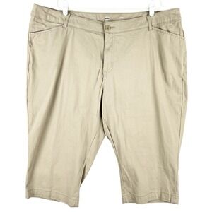 St. John's Bay Women's Tan Capri Pants Plus Size 24W Stretch High-Rise NWOT